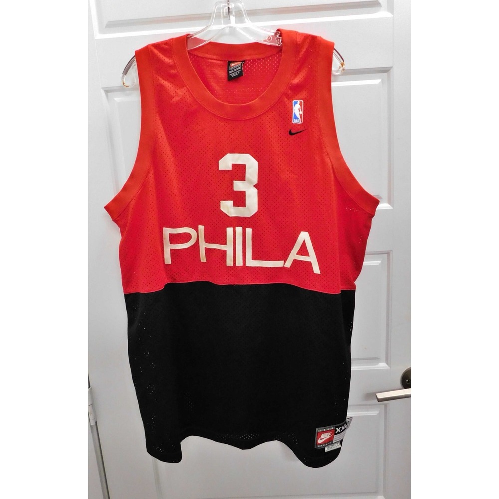 VIntage Philadelphia 76ers Jersey Mens 2XL Black Red Iverson 3 NBA Nike